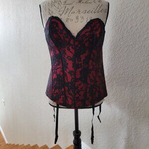 NEW Red Corset Lingerie With Black Lace